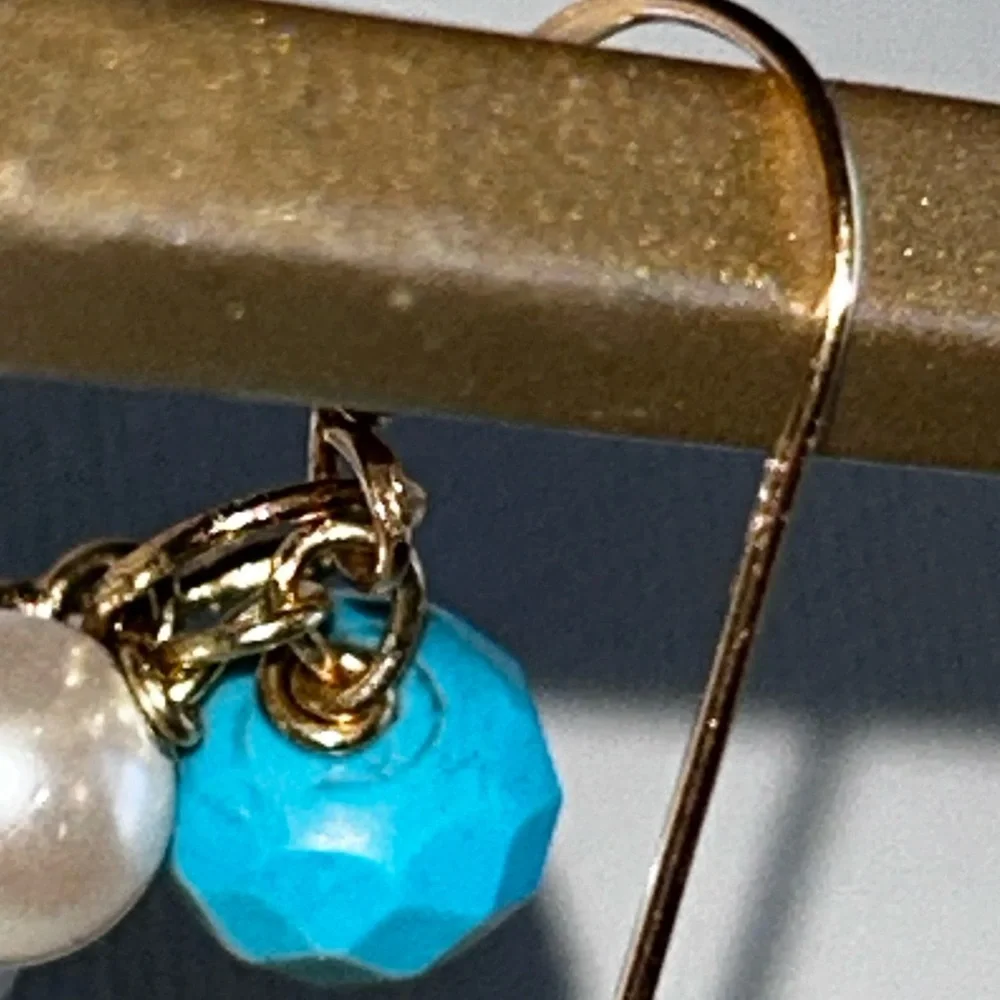 Articulating 14K Gold Koi Fish Enamel Good Luck Dangle Earrings Blue White